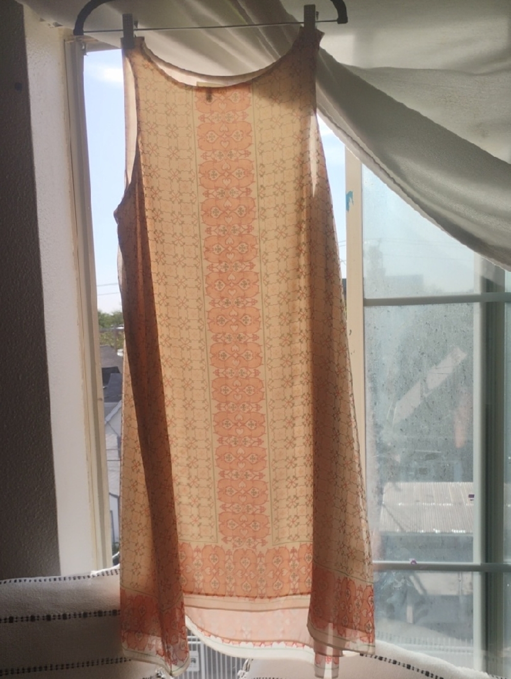Max Studio Peach and Cream Printed Maxi Dress